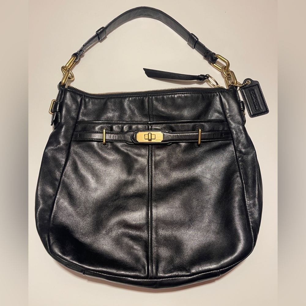COACH Vintage Black Leather Hobo Bag